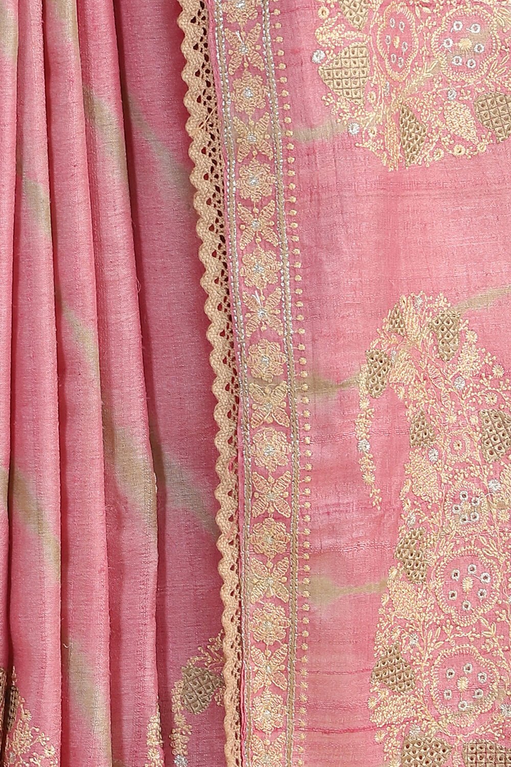 Light Pink Embroidered Pure Tussar Saree image number null