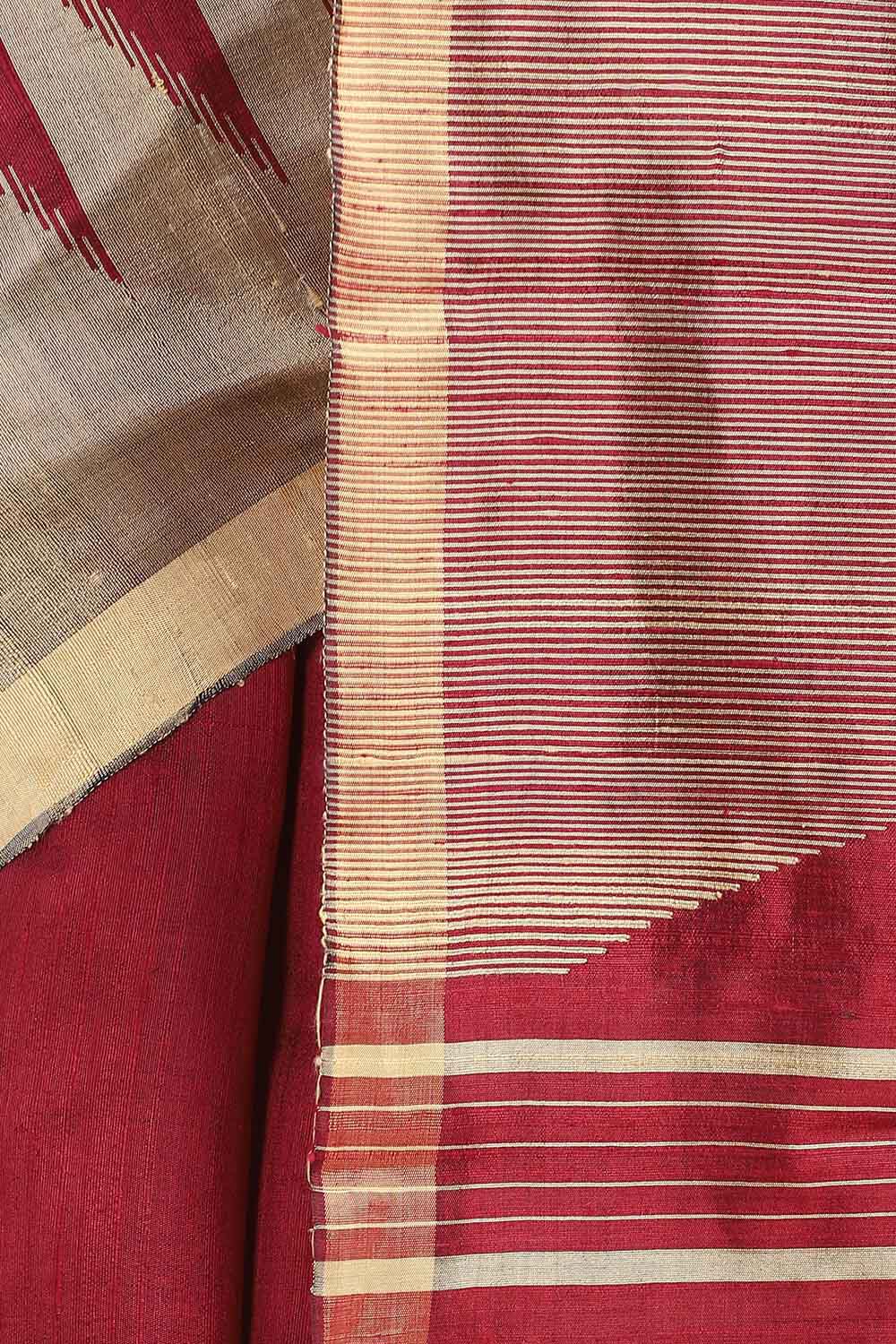 Dark Red Pure Silk Woven Saree image number null