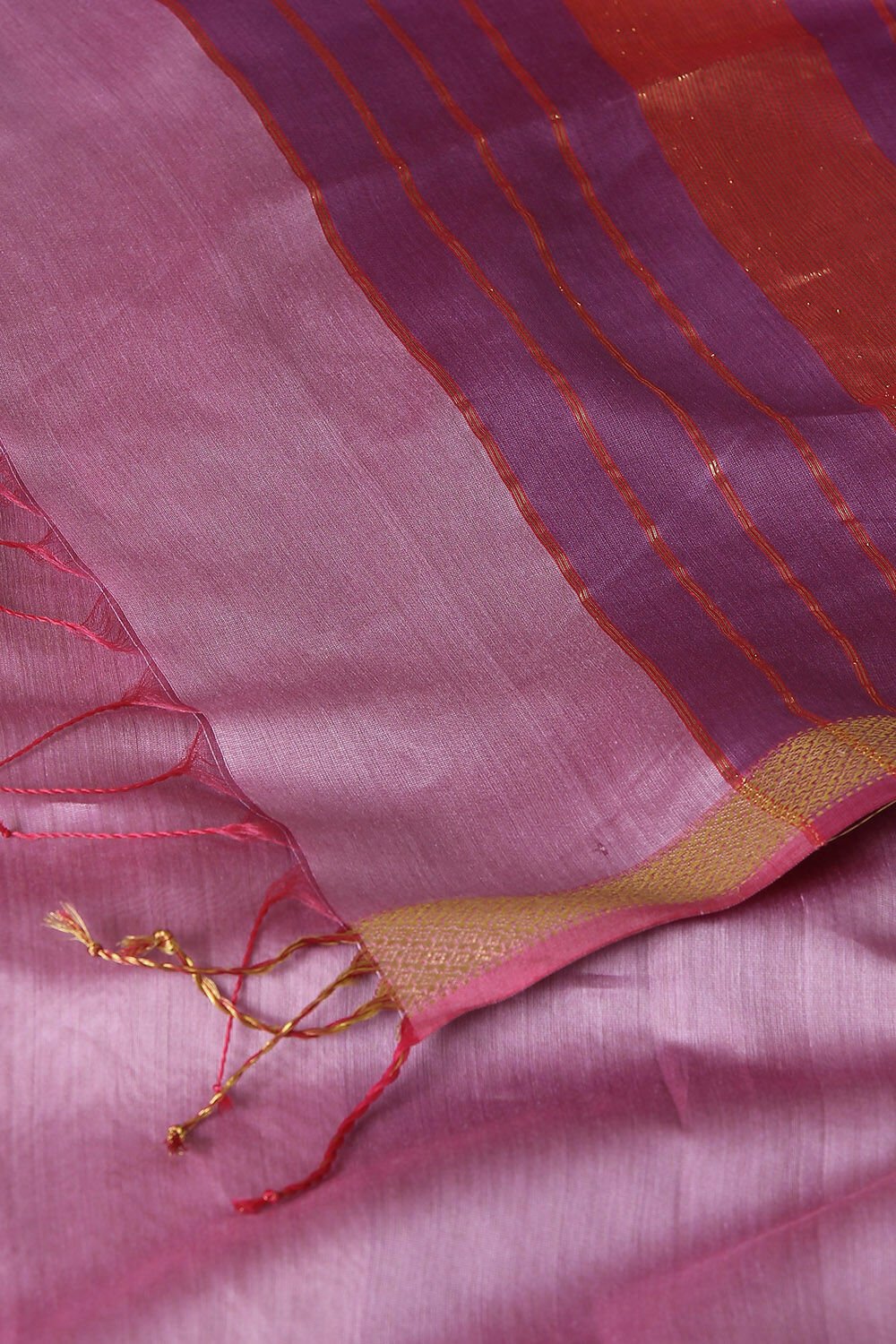 Violet Pure Silk Cotton Maheswari Saree image number null