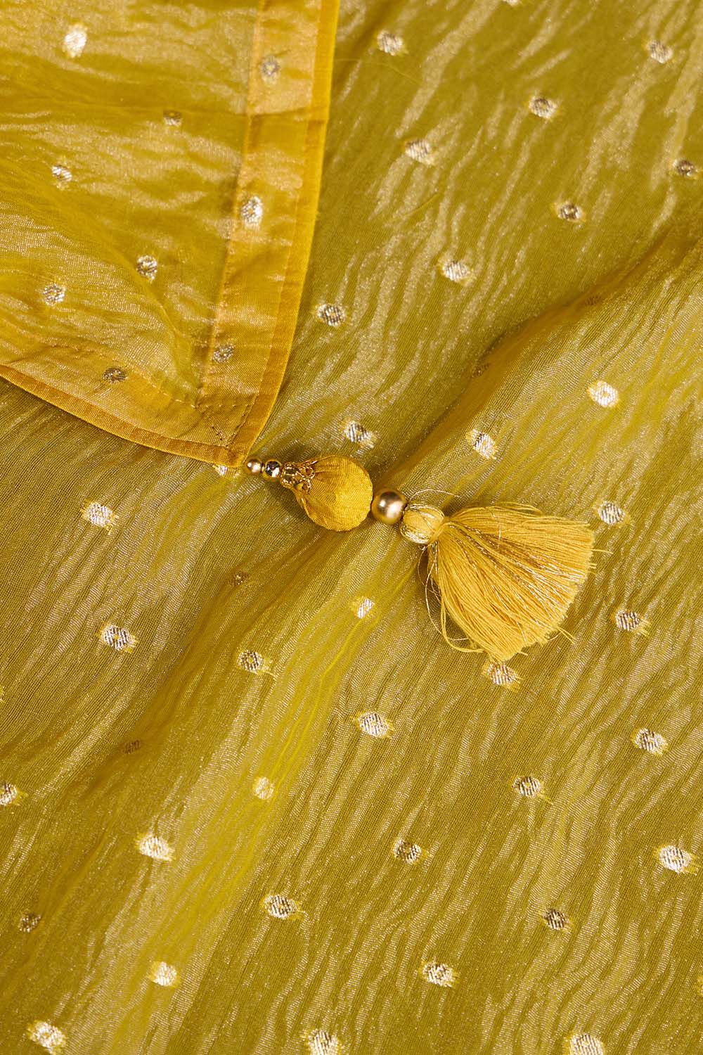 Yellow Woven Viscose Tissue Saree image number null