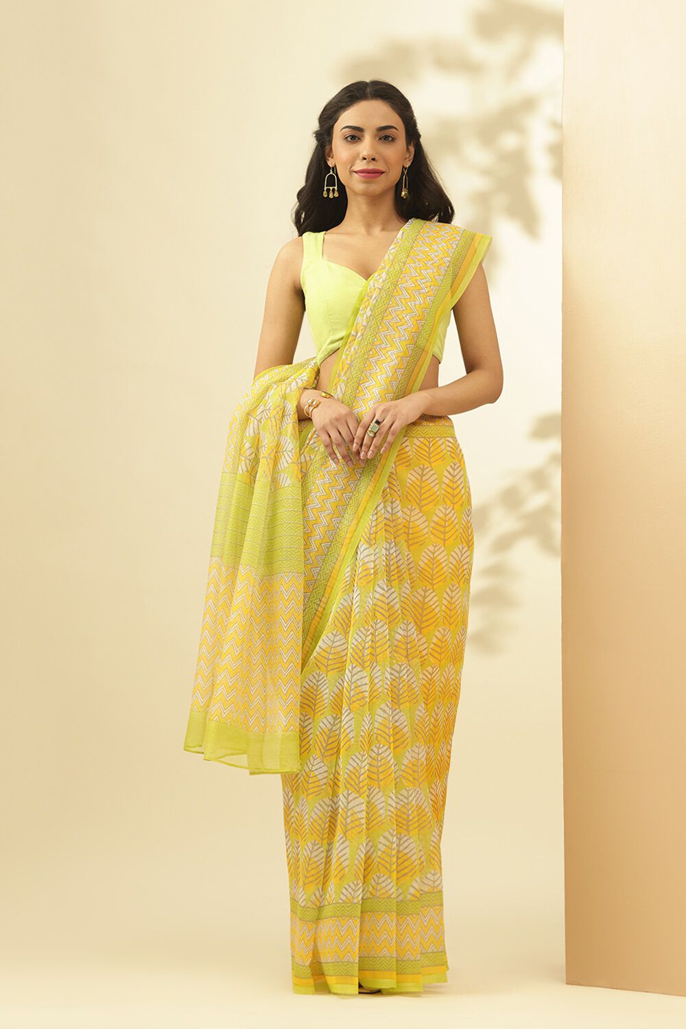 Green Screen printed Pure Silk Cotton Saree image number null
