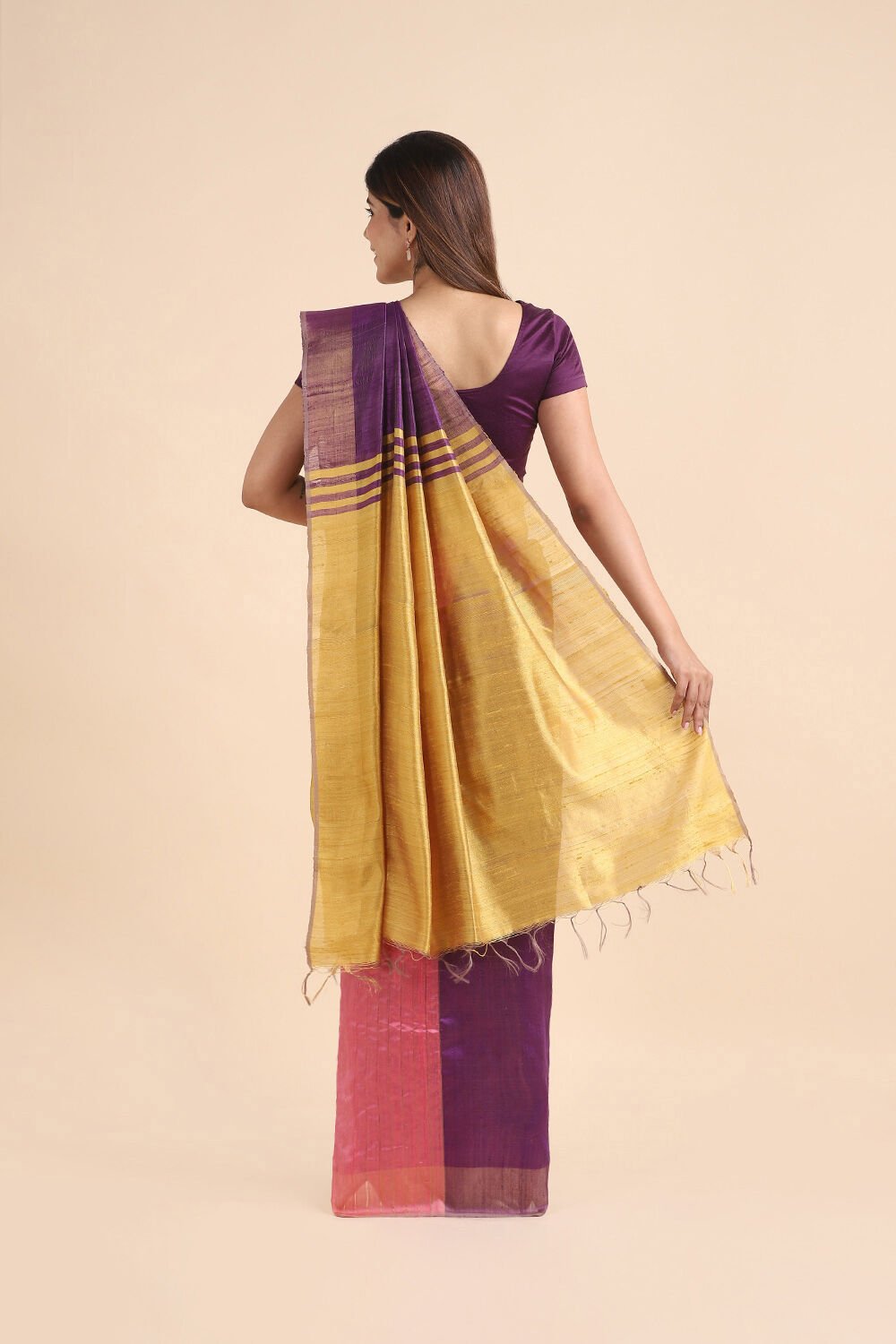 Purple Pure Tussar Silk Bhagalpuri Saree image number null