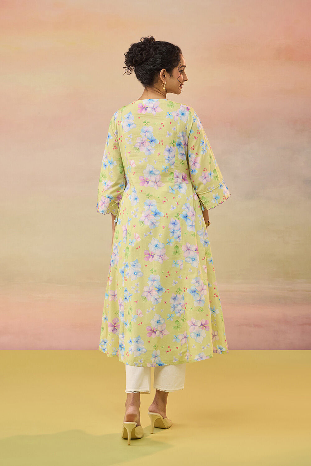 Green Printed Pure Cotton Kurta image number null
