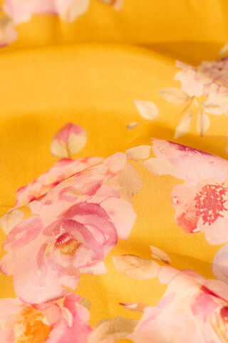 Yellow Printed Viscose Crepe Saree thumbnail image number null
