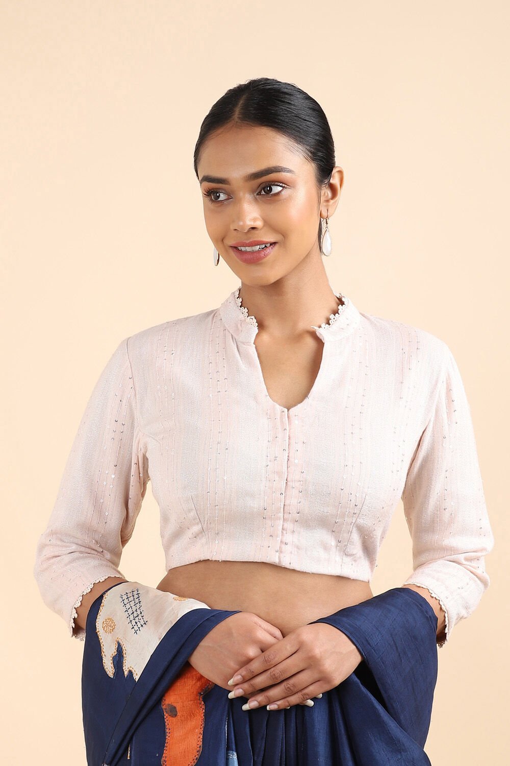 Light Pink Sequined Viscose Blouse image number null