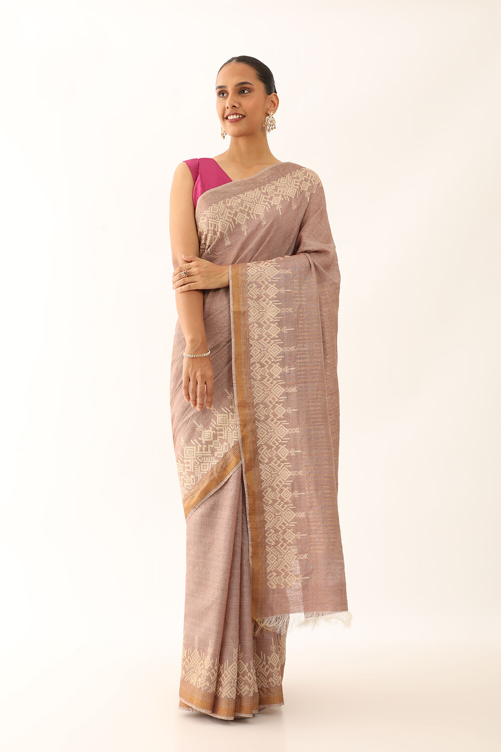 Brown Chattisgarh Pure Tussar Silk Woven Saree image number null