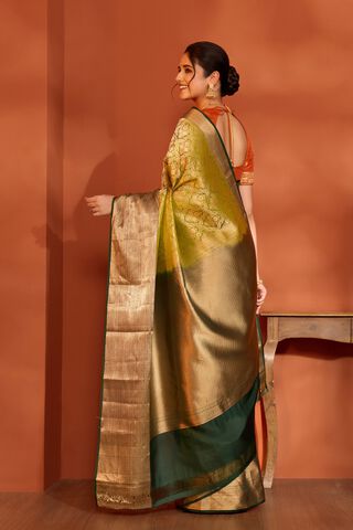 Light Green Woven Kanjeevaram Inspired Design Silk Viscose Saree thumbnail image number null