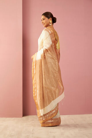 Off White Woven Pure Silk Cotton Maheshwari Saree thumbnail image number null