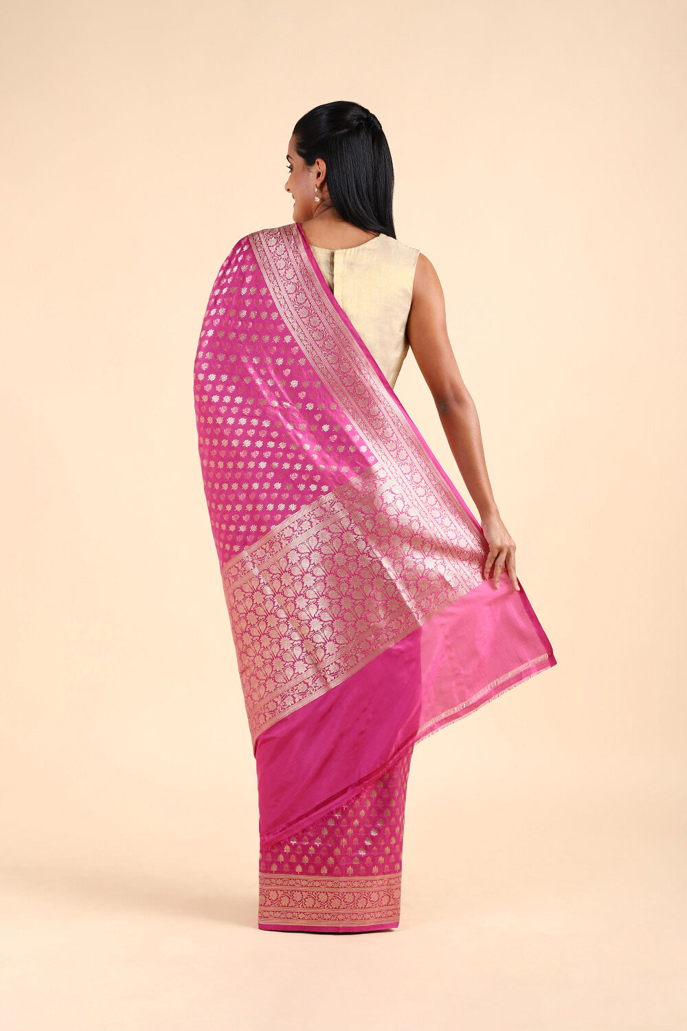 Dark Pink Pure Silk Banarasi Saree image number null