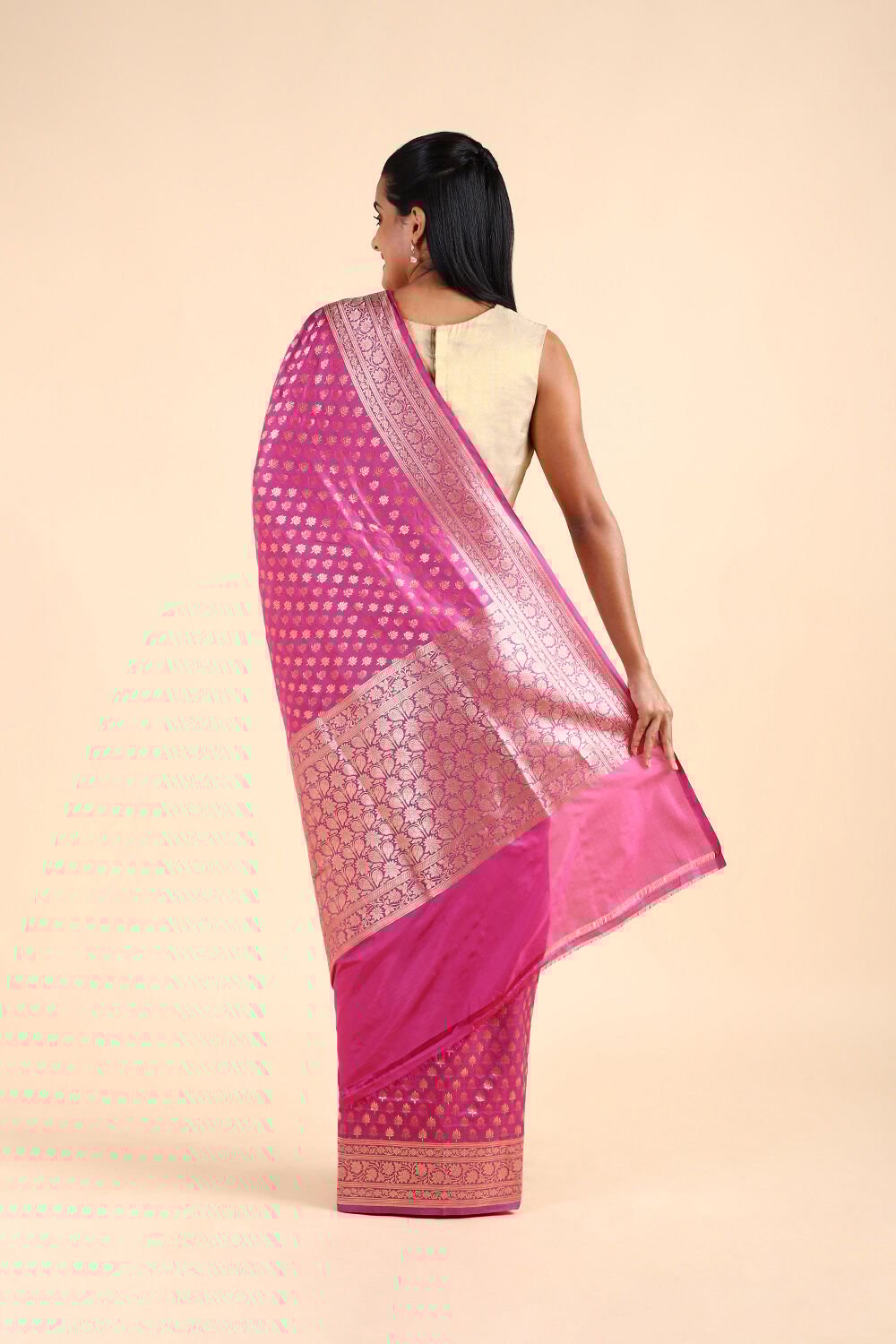 Dark Pink Pure Silk Banarasi Saree image number null