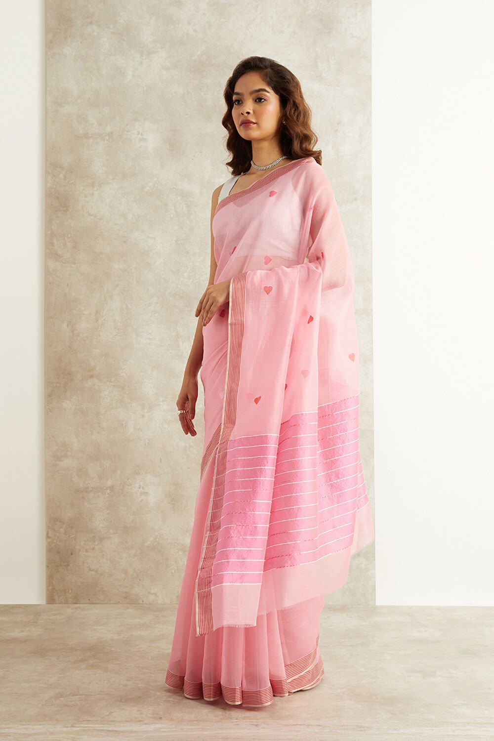 Pink Pure Silk Cotton Eknaliya Chanderi Saree image number null