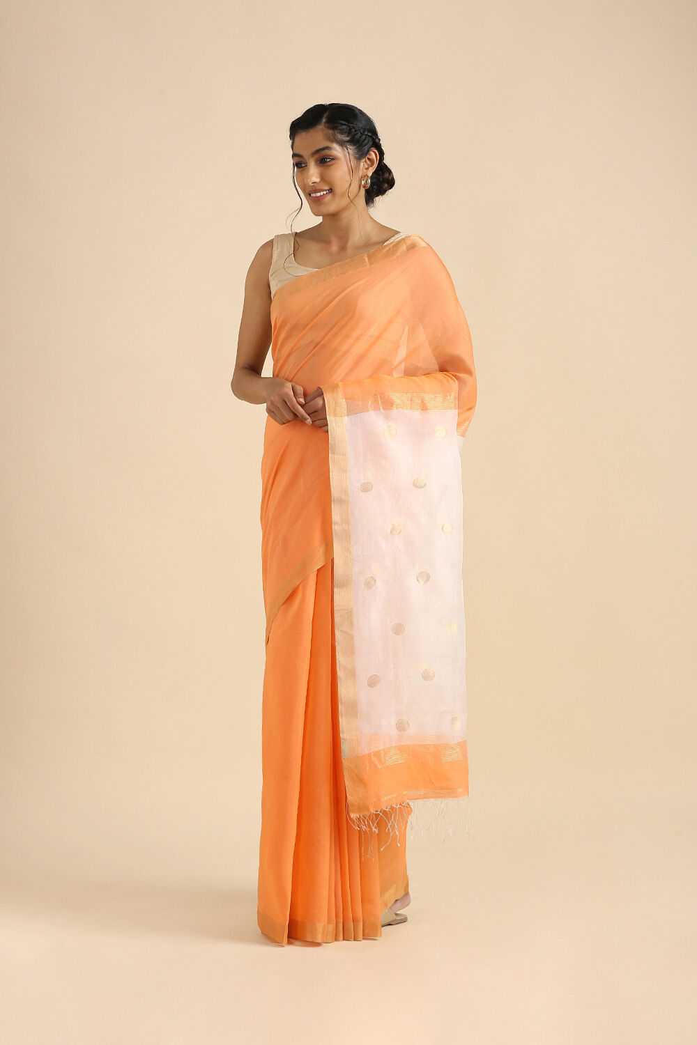 Pink Pure Silk Cotton Bengal Saree image number null