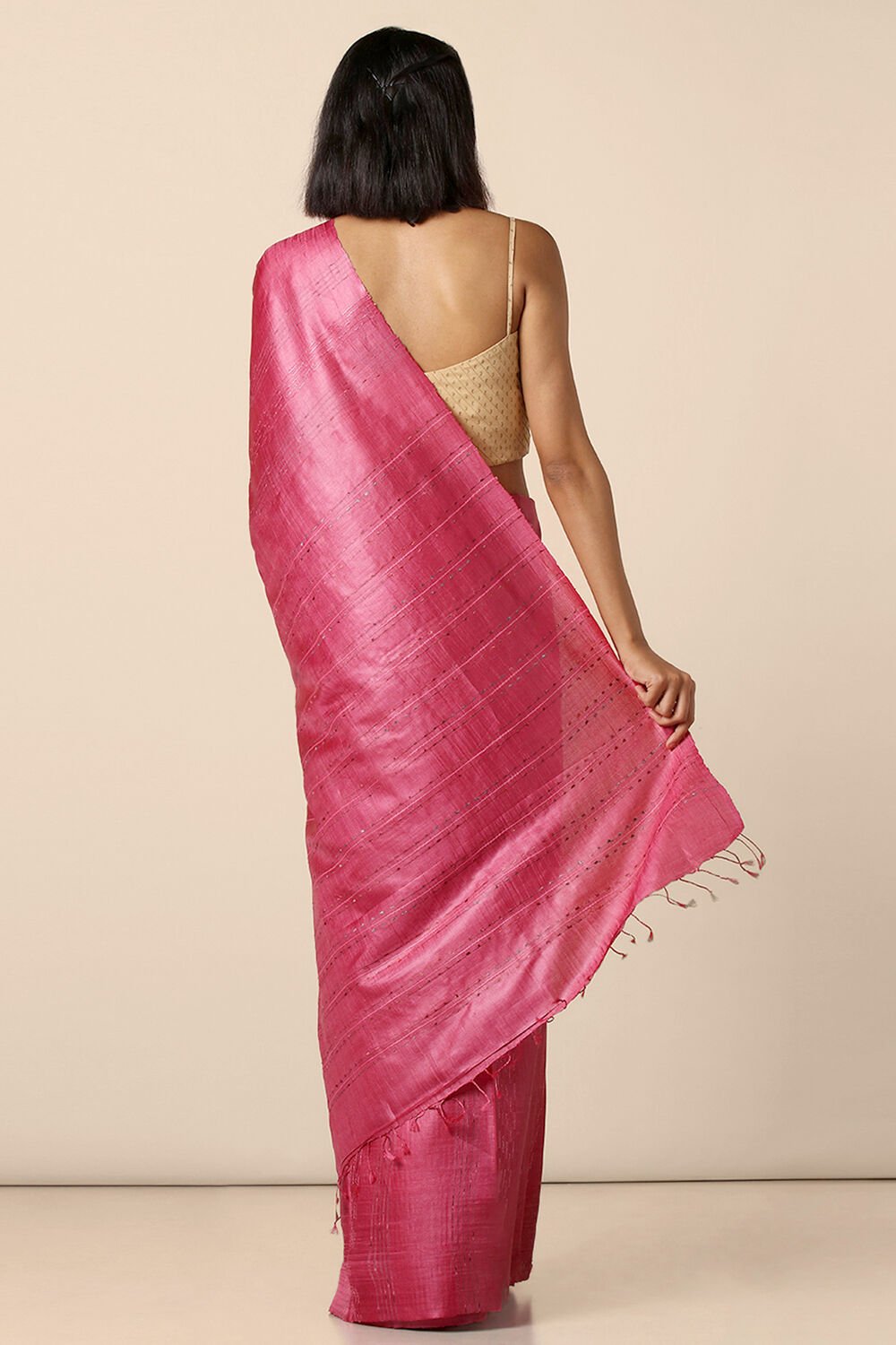 Pink Pure Tussar Woven Saree image number null