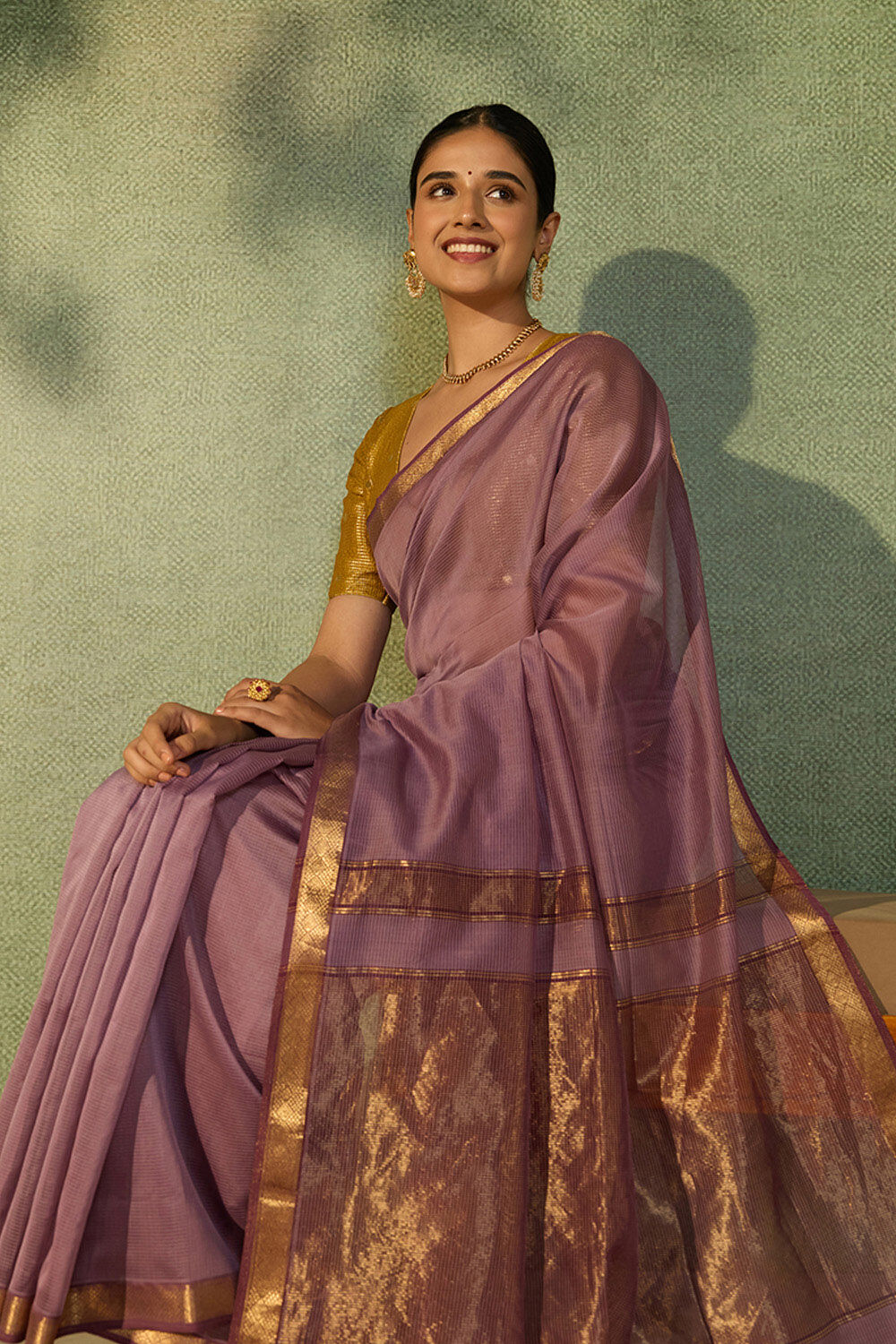Purple Woven Pure Silk Cotton Maheshwari Saree image number null
