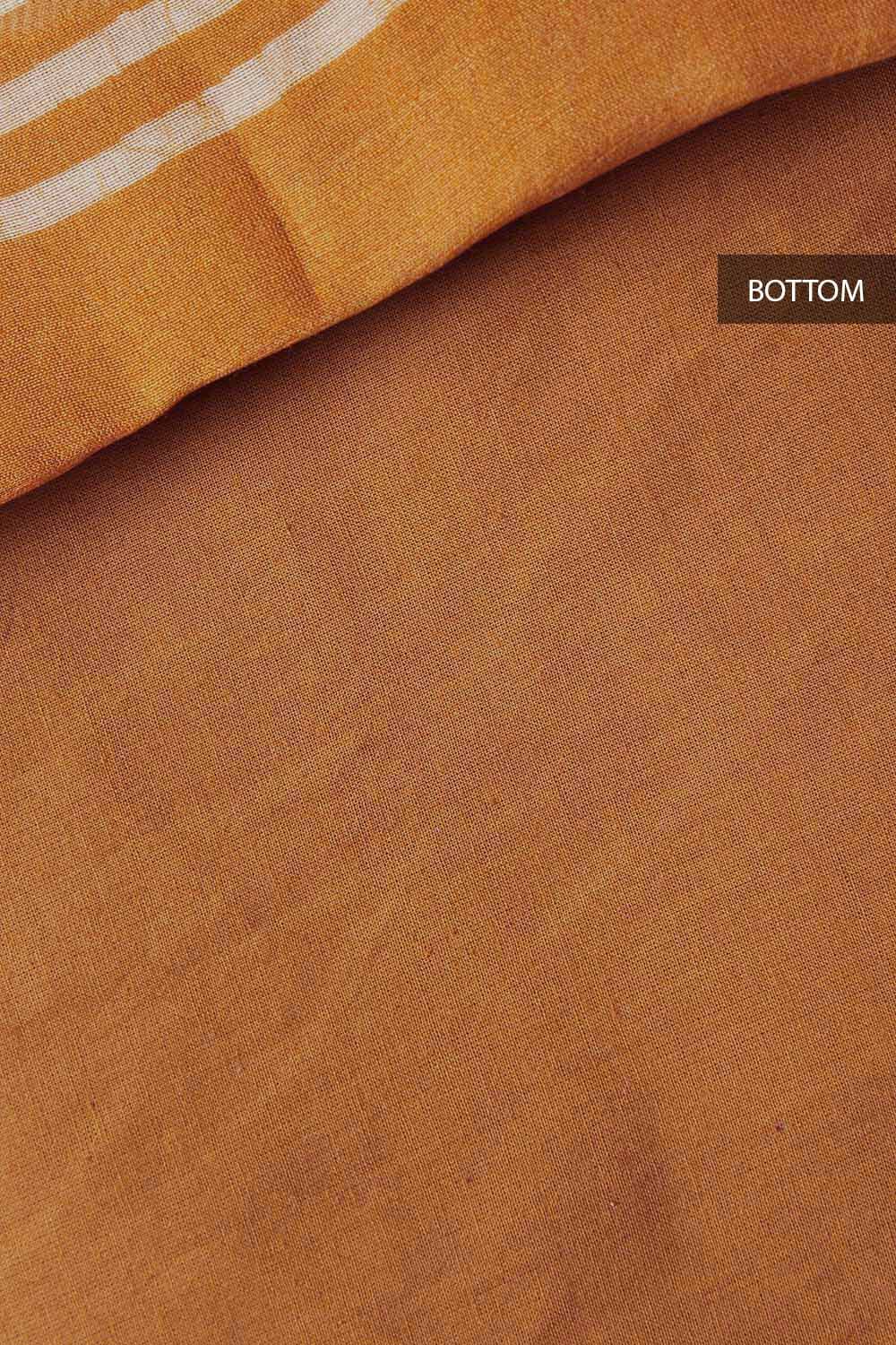 Orange Silk Cotton Block Printed Unstitched Suit Set image number null