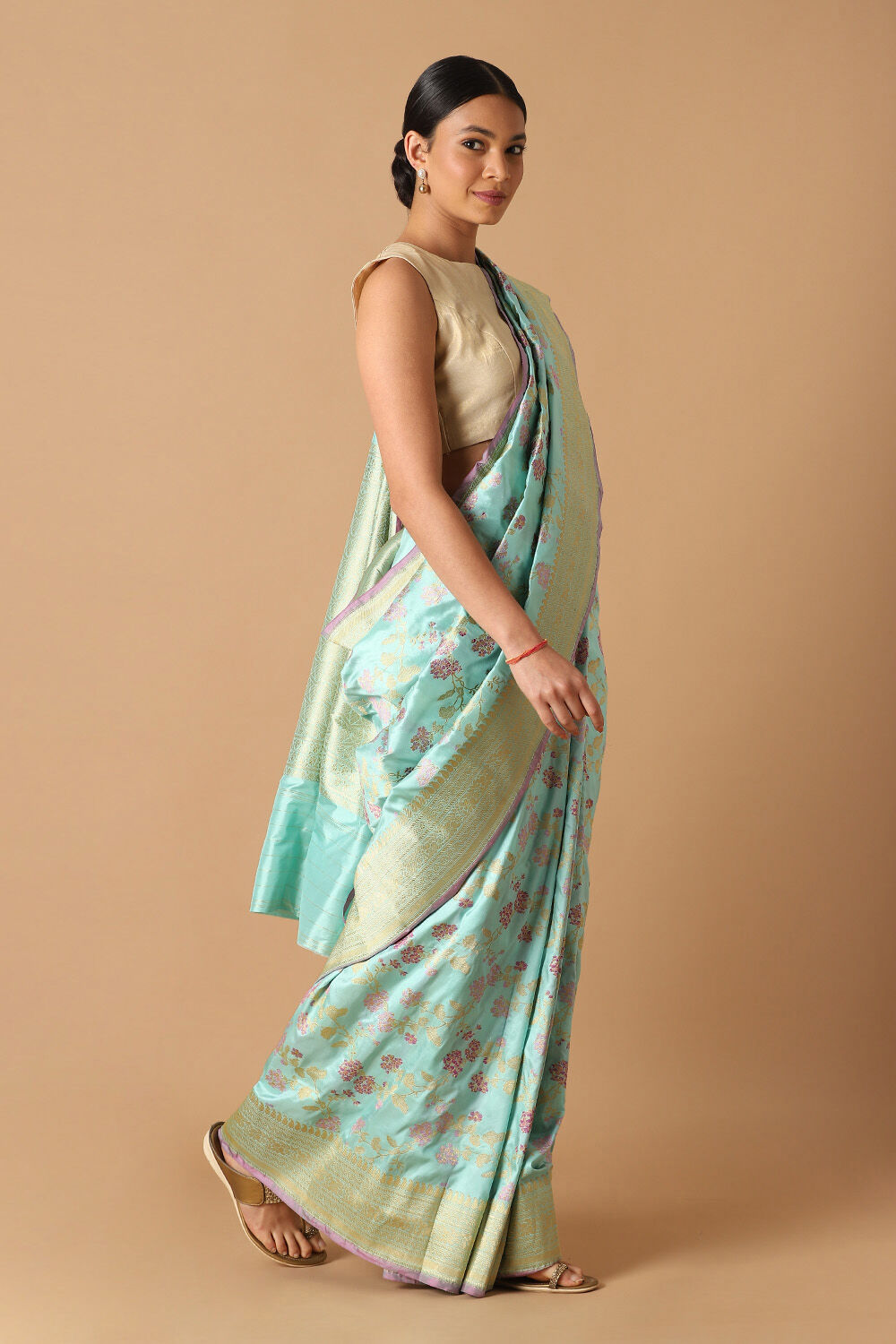 Light Blue Pure Silk Banarasi Saree image number null