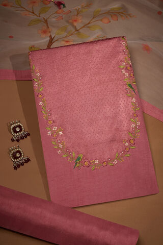 Pink Pure Viscose Embroidered Unstitched Suit Set image number