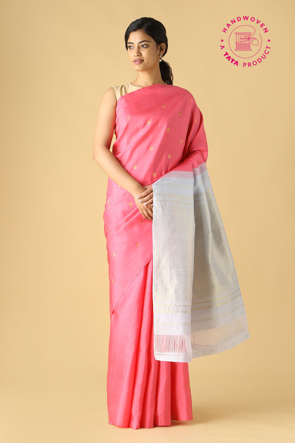 Pink Pure Silk Kanjivaram Saree image number null