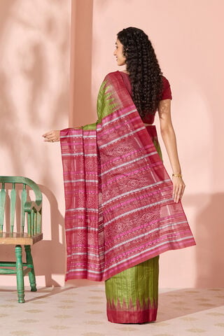 Dark Green Ikat Pure Tussar Silk Gopalpur Saree thumbnail image number null