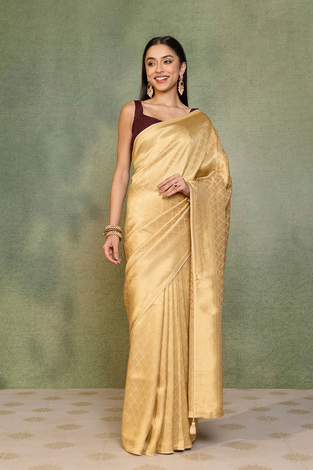 Gold Woven Pure Viscose Saree image number null