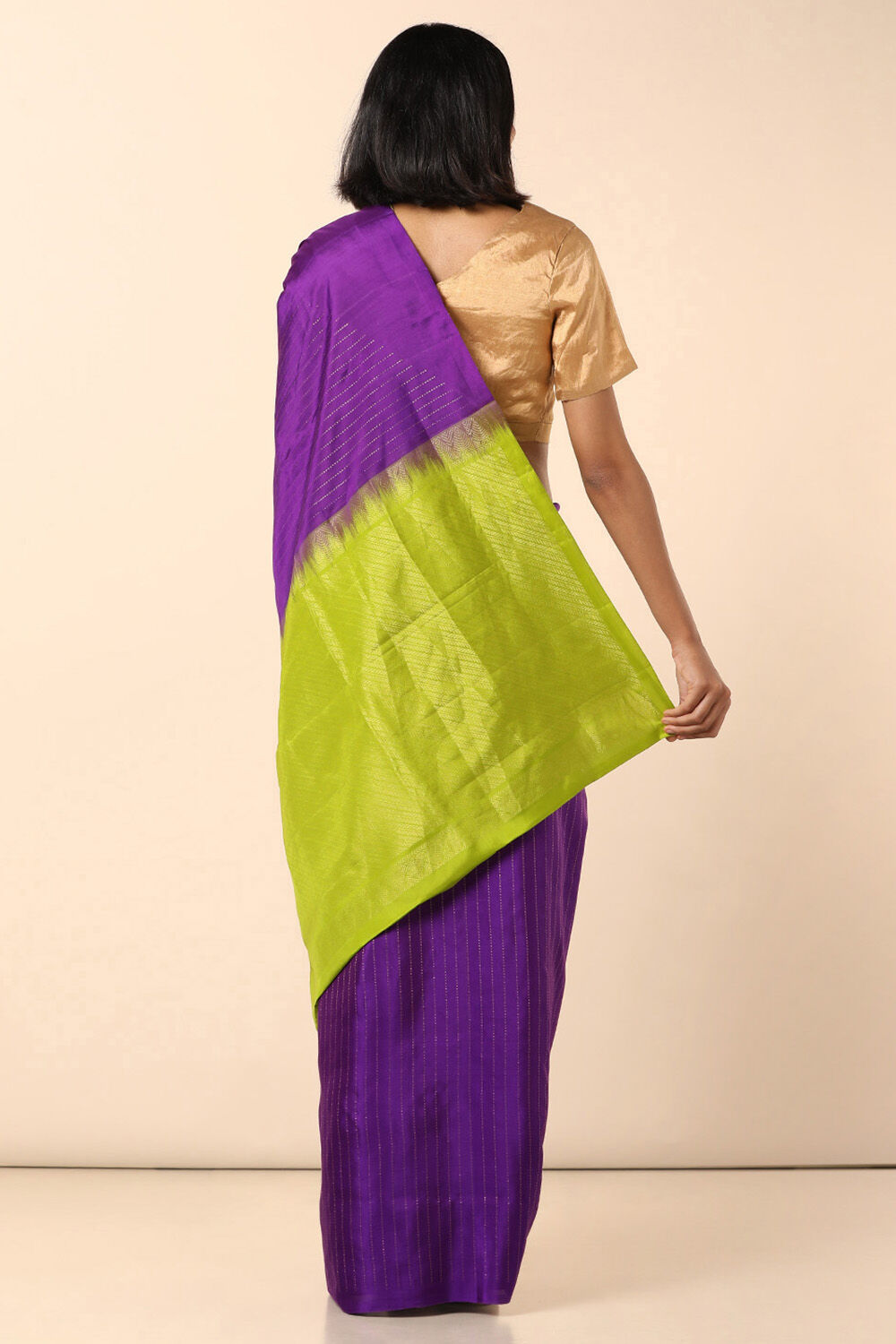 Violet Handwoven South Pure Silk Tencel Saree image number null