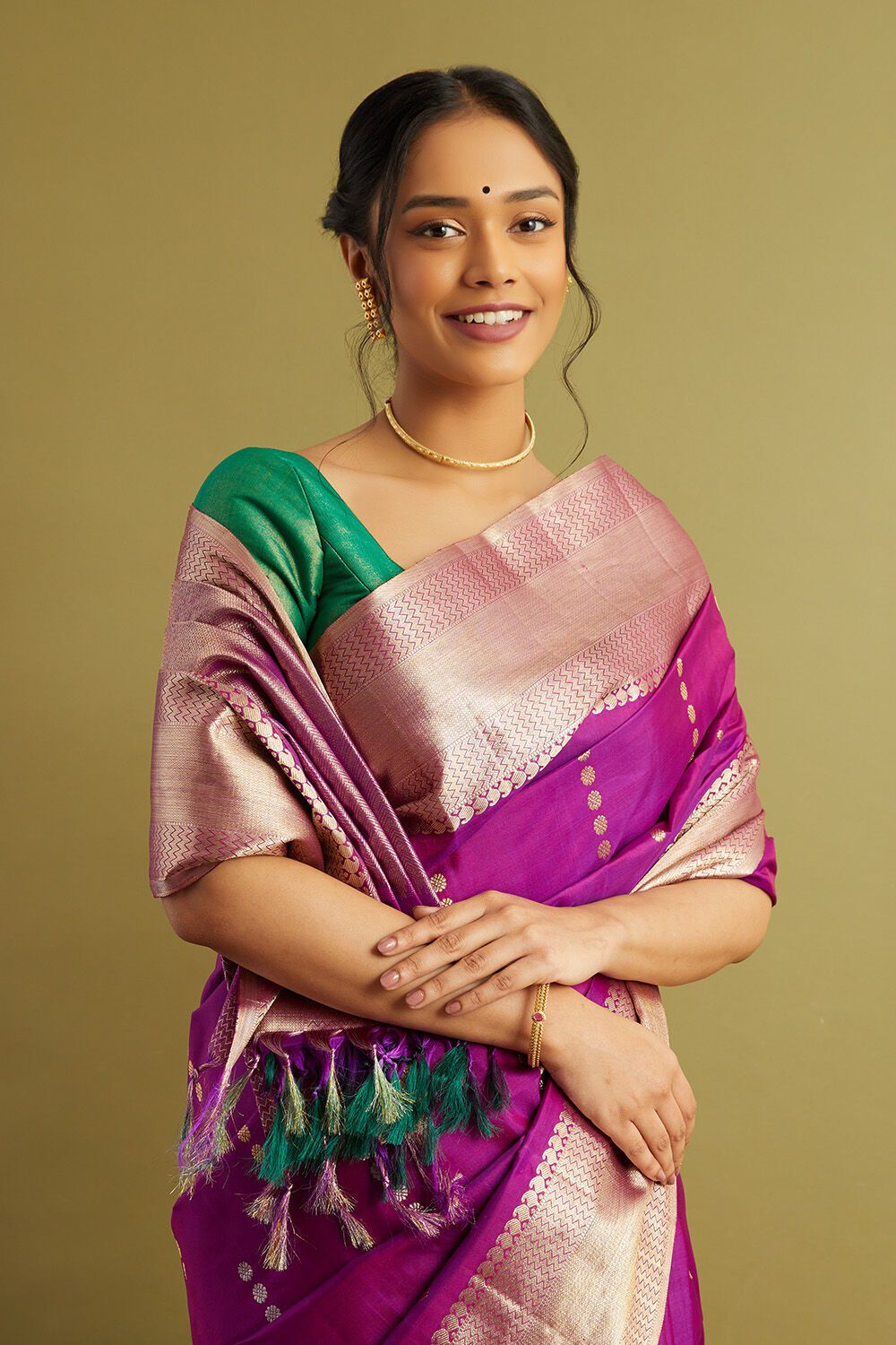 Purple Woven Pure Silk Kanjivaram Saree image number null