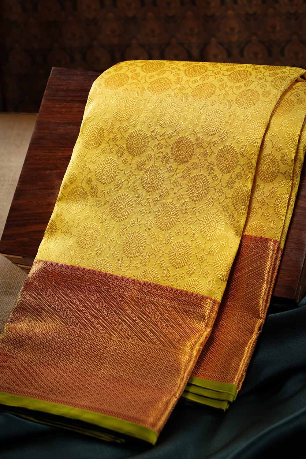 Light Yellow Pure Silk Woven Kanjivaram Saree image number null