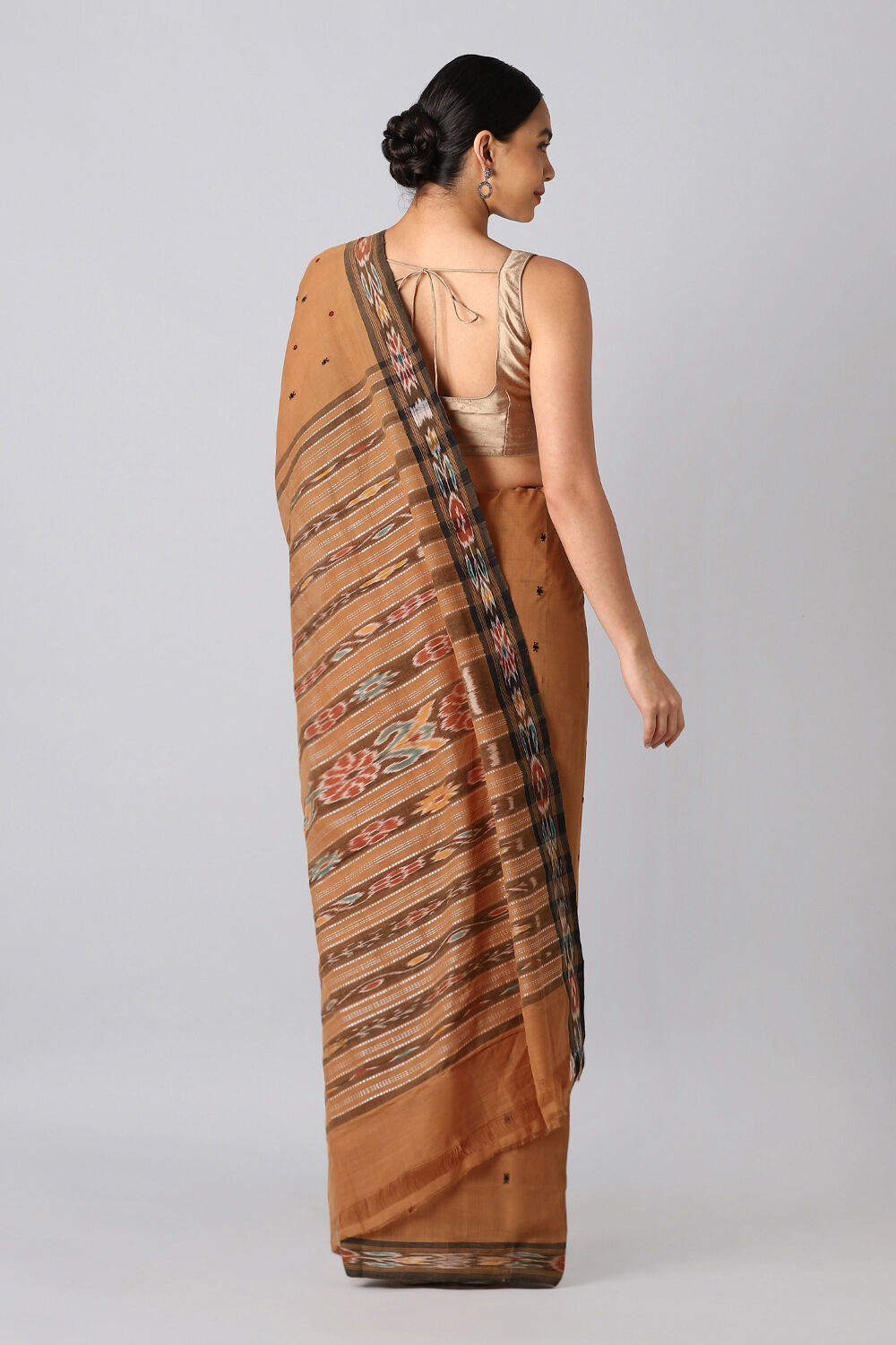 Light Pure Brown Cotton Sambalpuri Ikat image number null