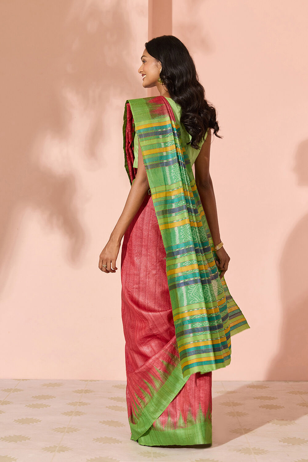 Red Ikat Pure Tussar Silk Gopalpur Saree image number null