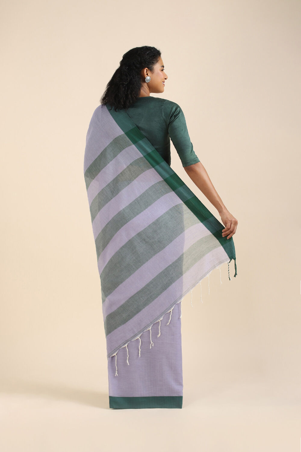 Purple Pure Cotton Bengal Saree image number null