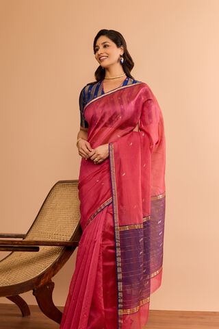Pink Woven Pure Silk Cotton Chanderi Saree image number