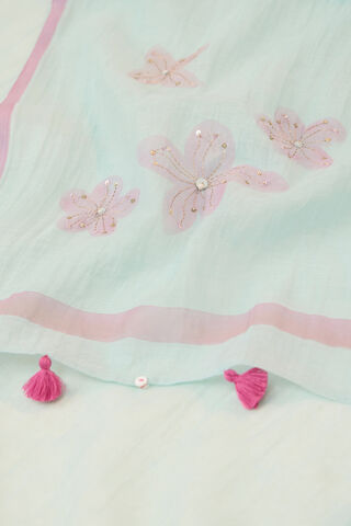 Light Blue Bengal Pure Silk Cotton Hand Painted Embroidered Saree thumbnail image number null