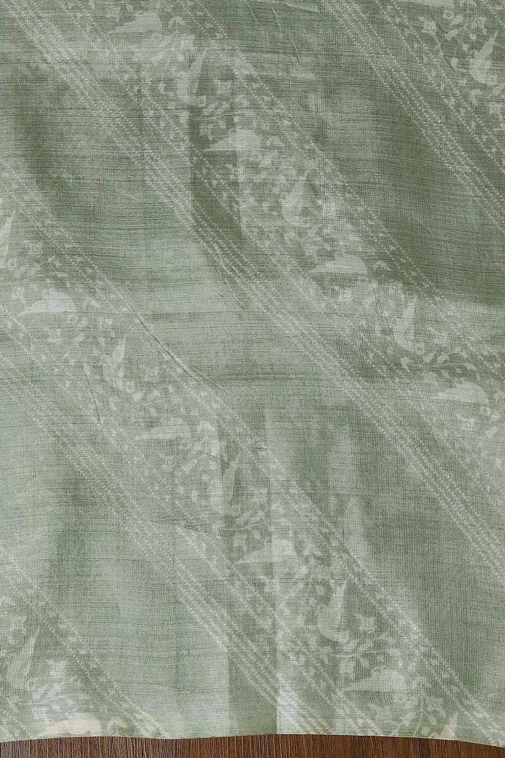 Light Green Tussar Printed Unstitched Suit Set image number null