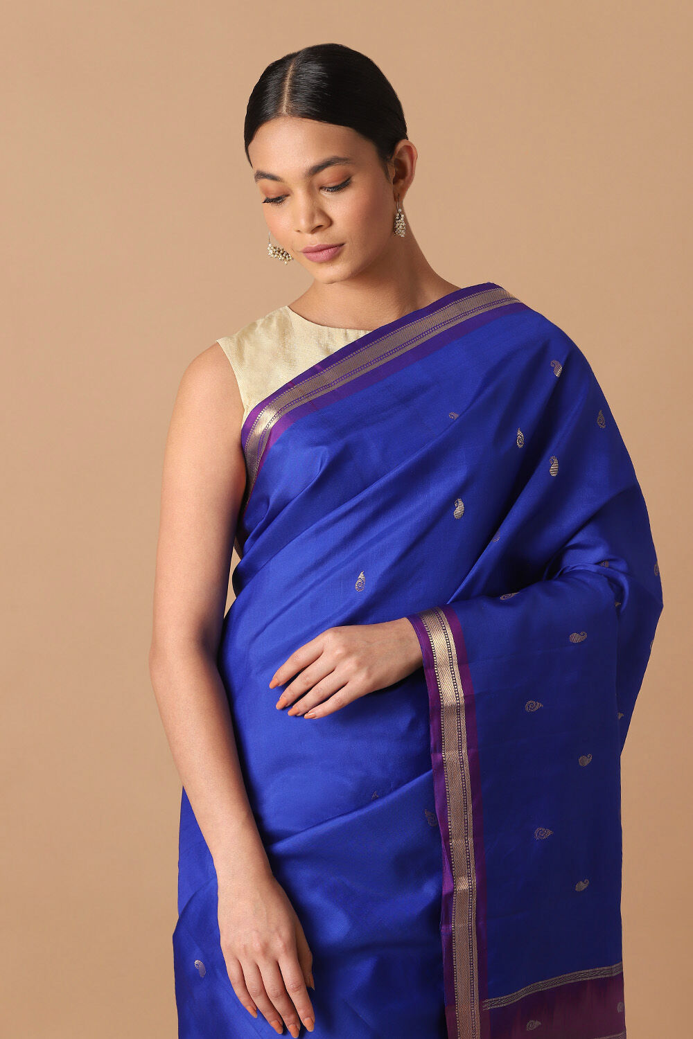 Blue Pure Silk Kanjivaram inspired Saree image number null