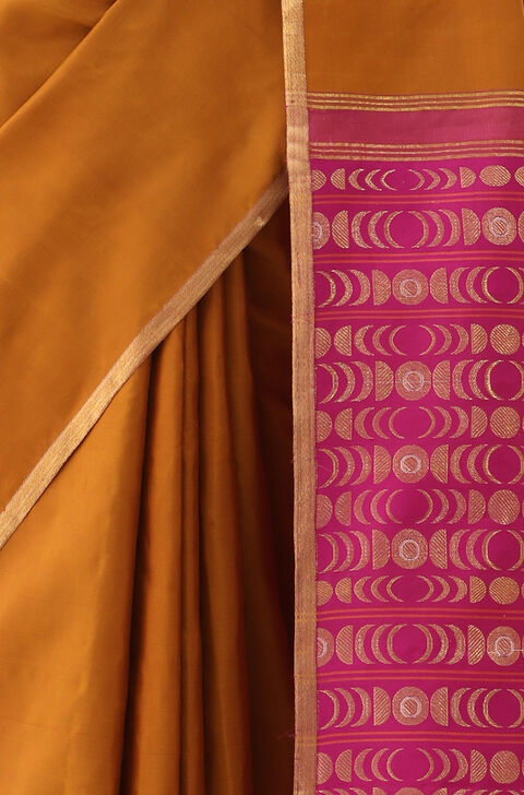 Dark Yellow Pure Silk Woven kanjivaram Saree
