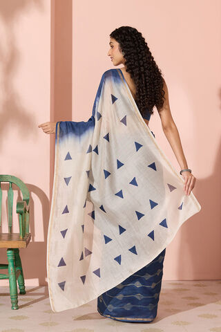 Blue Clamp Dye Pure Silk Cotton Saree thumbnail image number null
