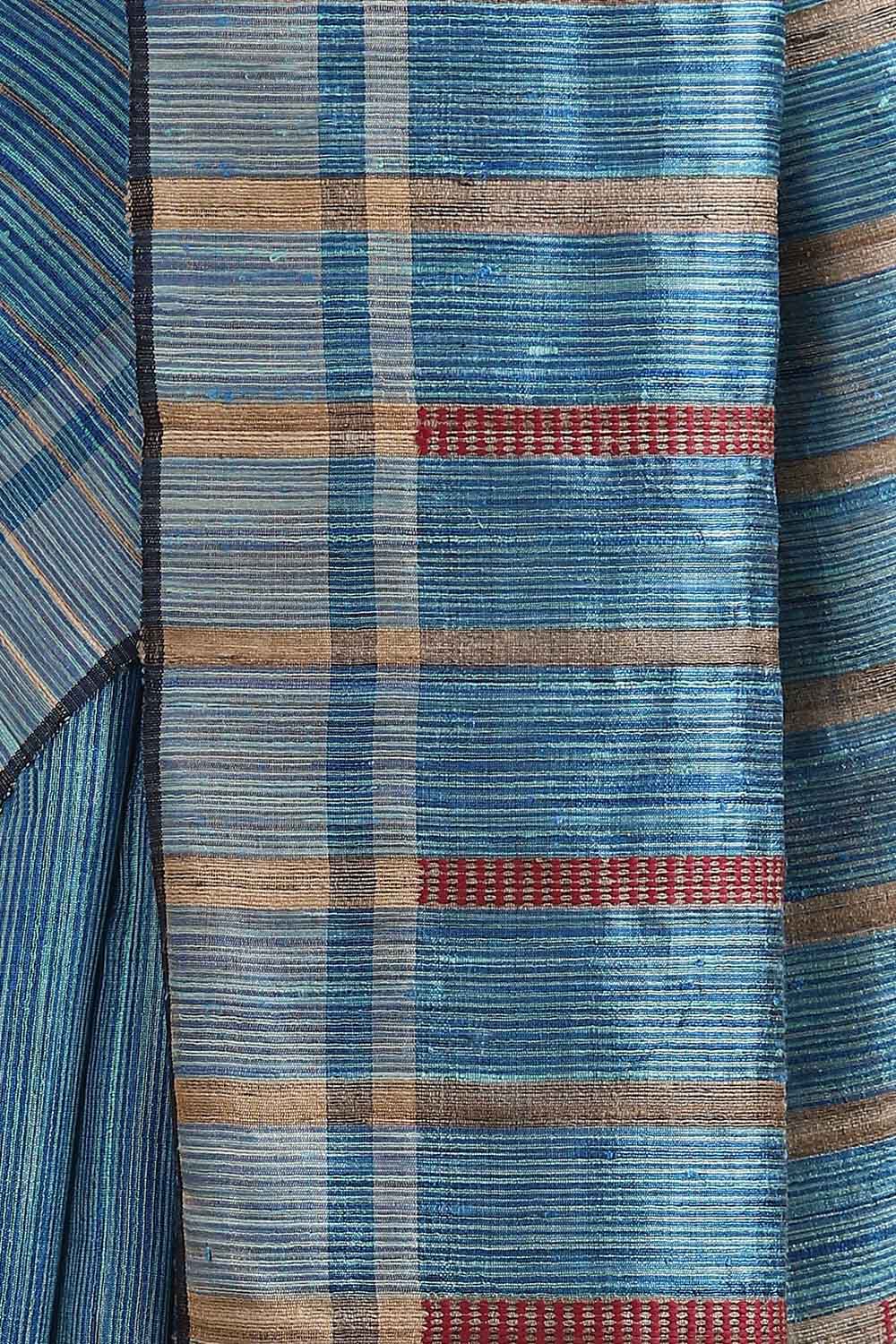 Blue Pure Tussar Silk Tie and Dye Saree image number null