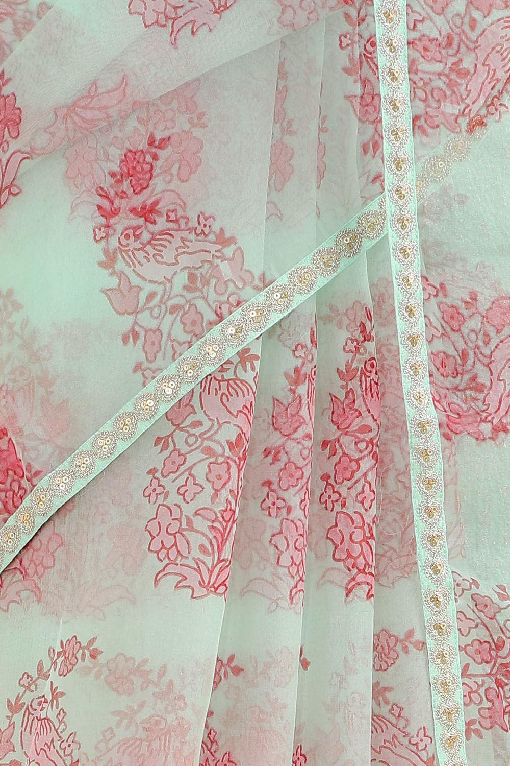 Light Green Pure Organza Digital Printed Saree image number null