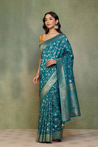 Blue Woven Pure Viscose Saree thumbnail image number null