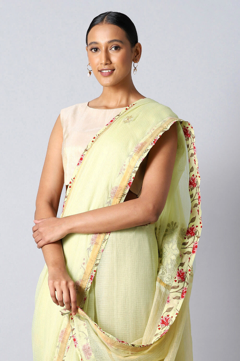 Light Green Pure Silk Kota Printed Saree image number null