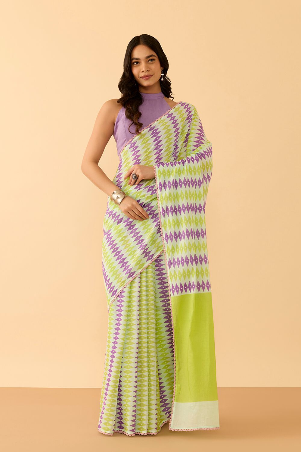 Light Green Screen Printed Bengal Pure Cotton Saree image number null