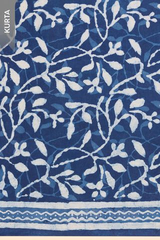 Dark Blue Pure Cotton Dabu Block Printed Unstitched Suit Set thumbnail image number null