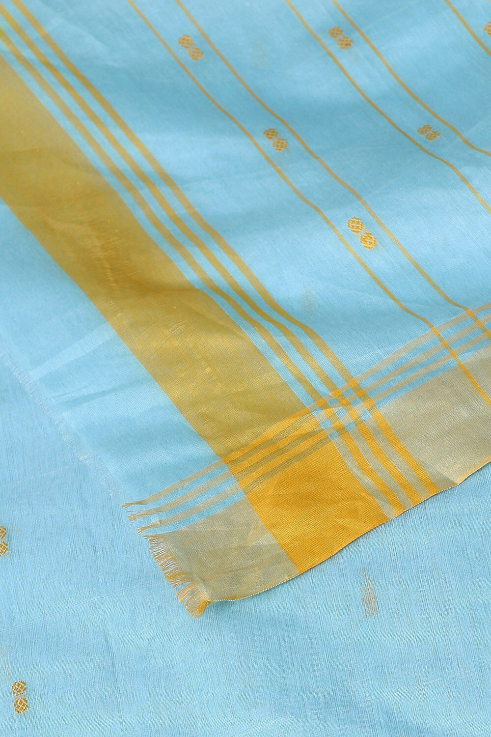 Blue Pure Silk Cotton Chanderi Saree image number null