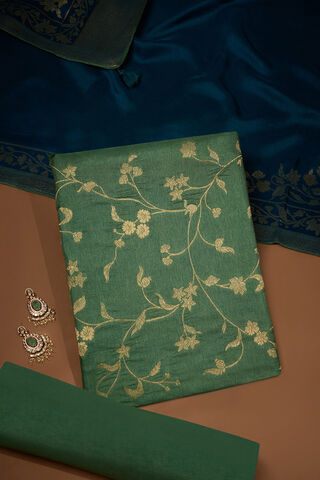 Green Pure Viscose Woven Unstitched Suit Set image number