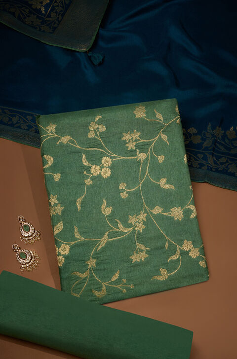 Green Pure Viscose Woven Unstitched Suit Set