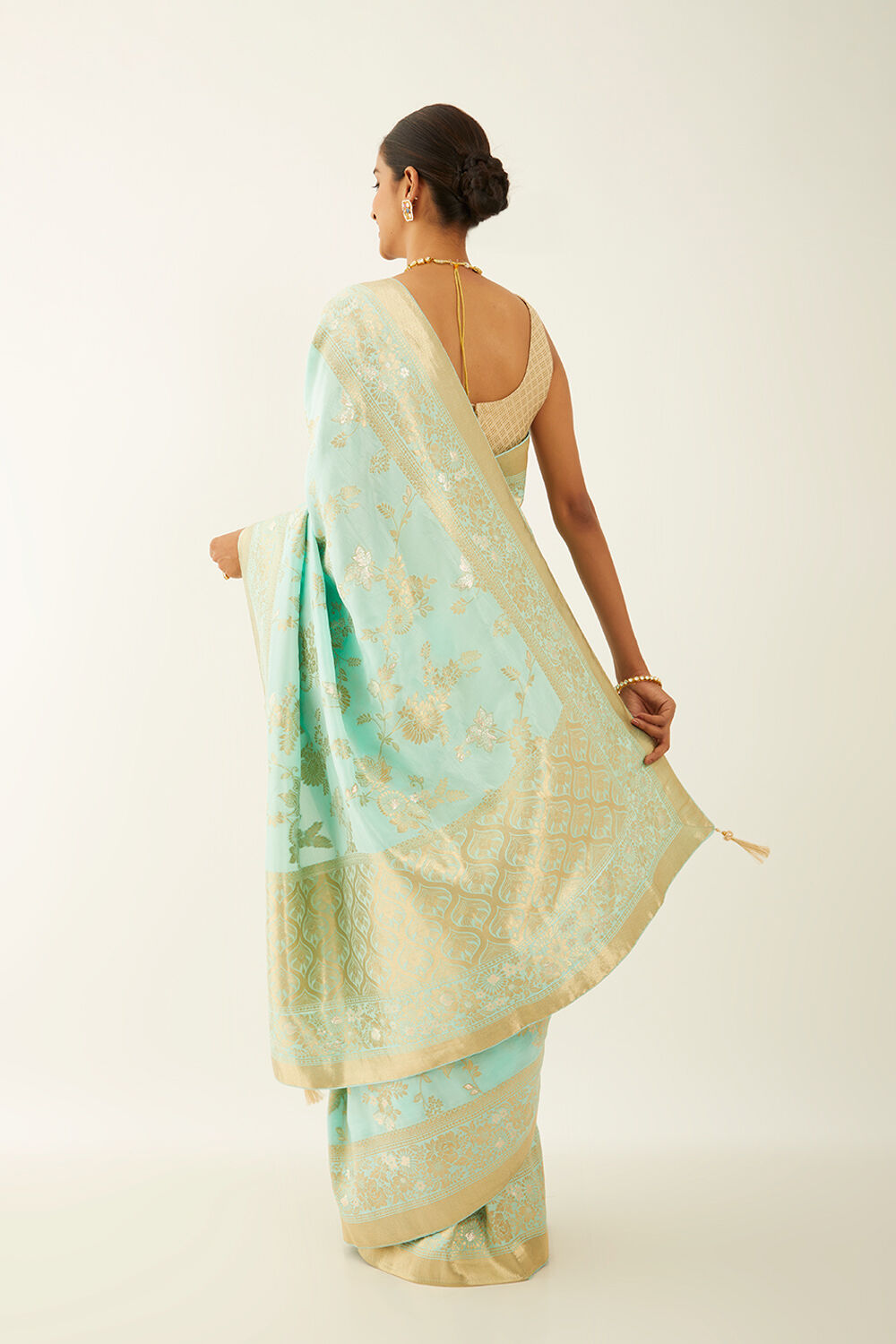 Light Blue Luxe Woven Saree image number null