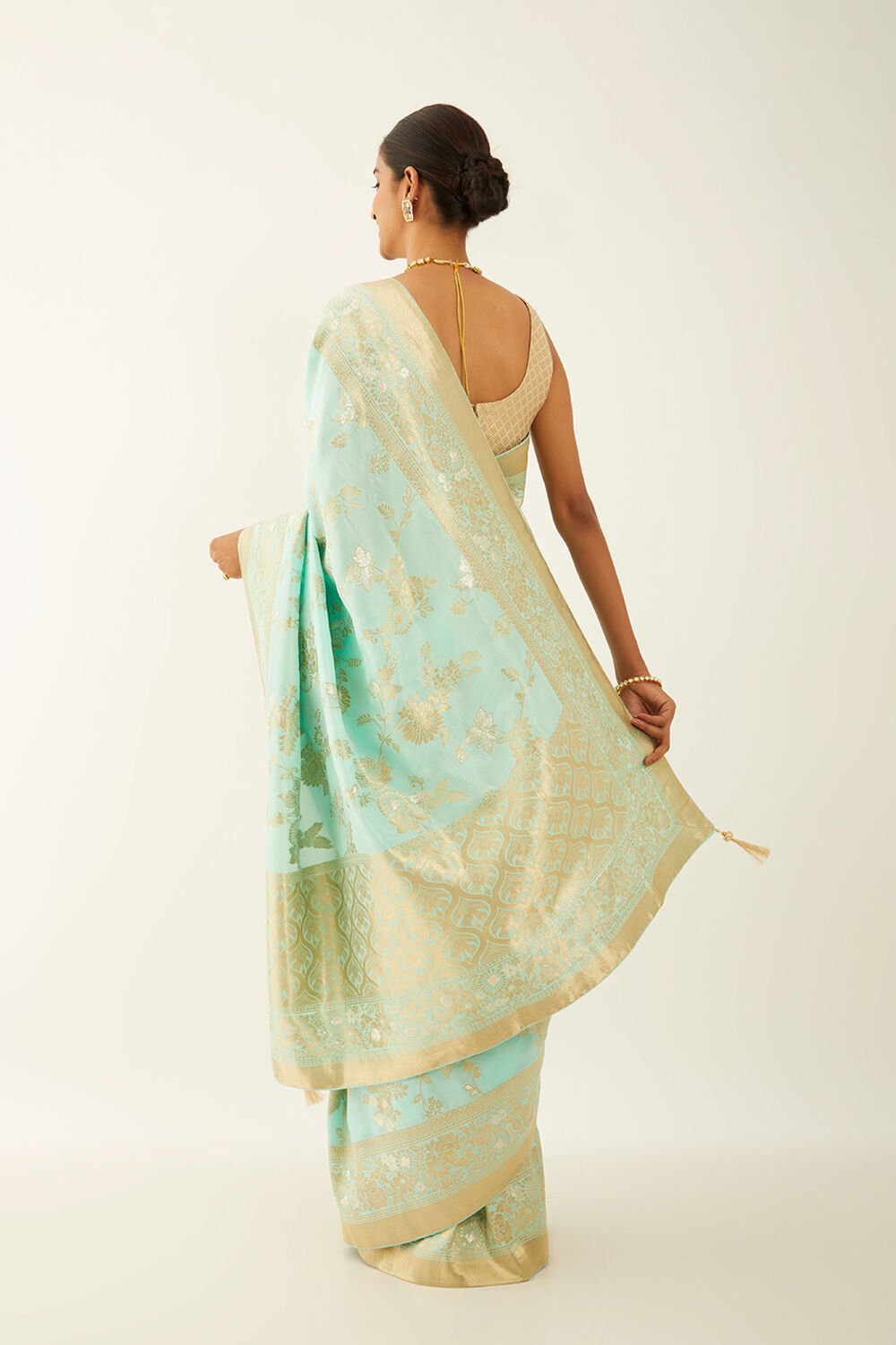 Light Blue Luxe Woven Saree image number null