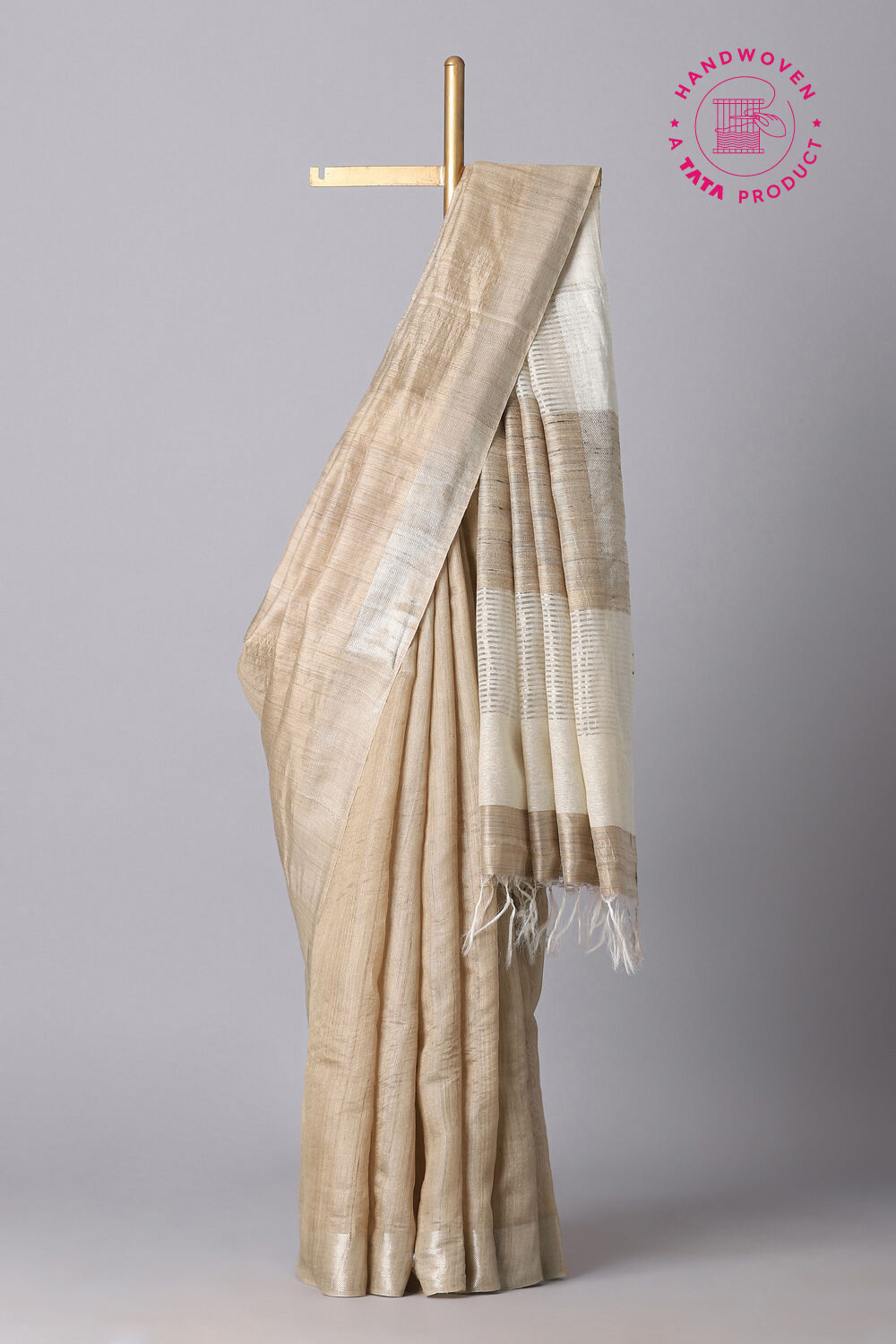 Beige Pure Tussar Bhagalpuri Saree image number null