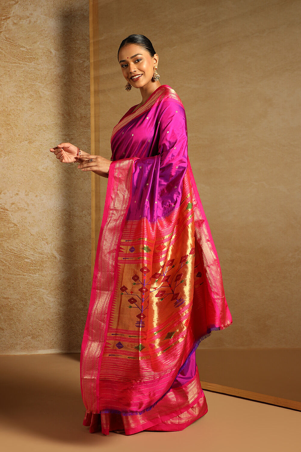 Purple Pure Silk Paithani Saree image number null