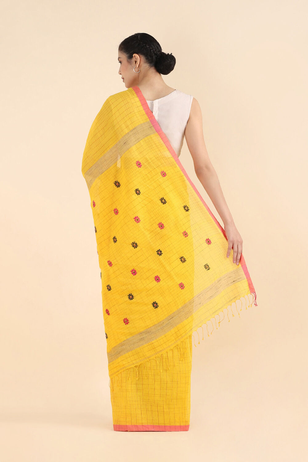 Yellow Pure Cotton Jamdani Saree image number null